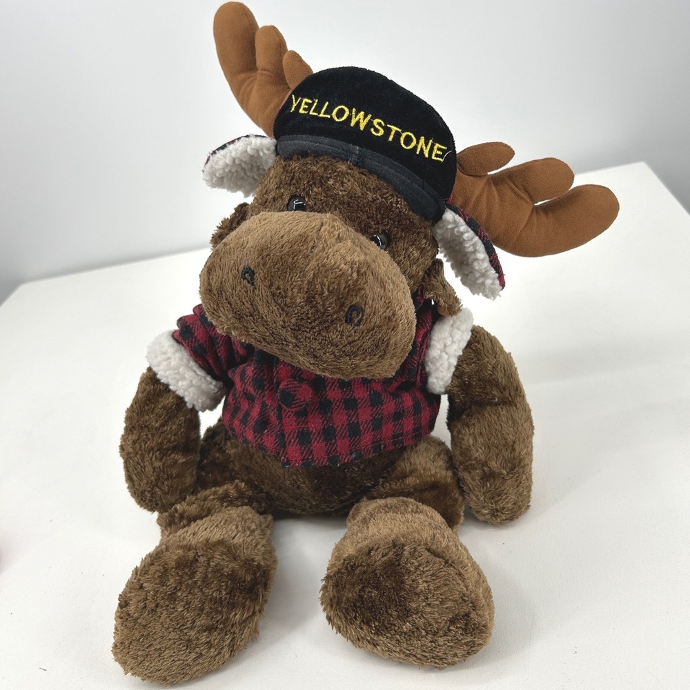 Wishpets Garth the Moose Yellowstone National Park Plush Buffalo Plaid 2003 - Picture 2 of 6
